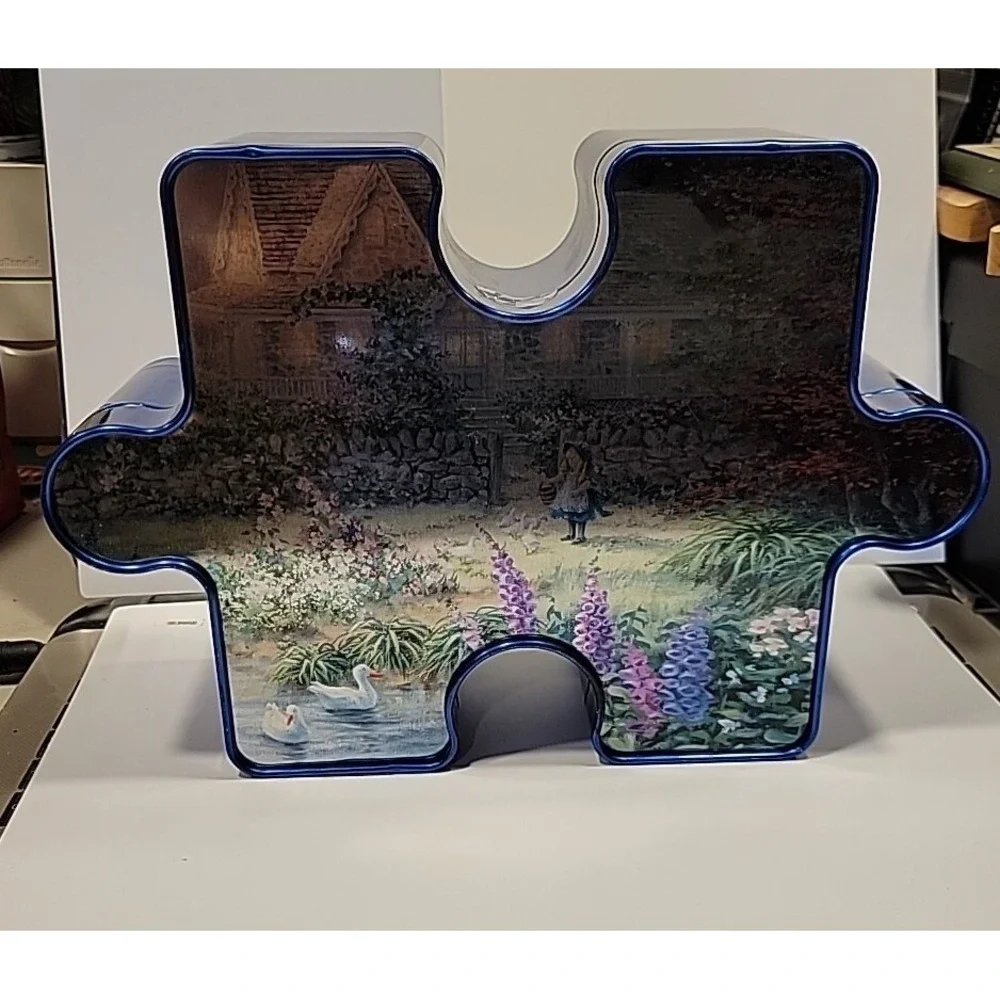 Collectors Series Puzzle Piece Shaped Tin Feeding The Geese